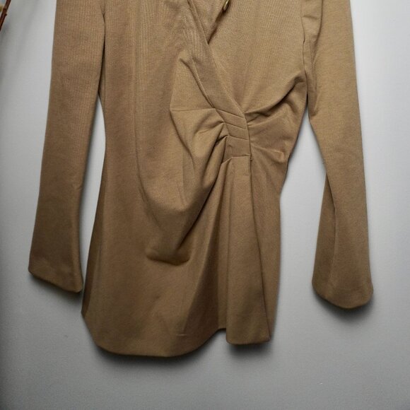 Zara Blazer-Style Drape Shirt/Jacket - Tan/Camel - Picture 5 of 7